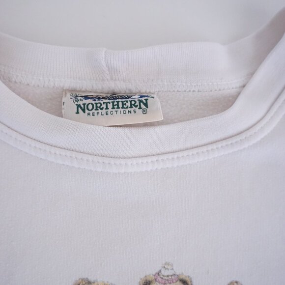 Vintage Northern Reflections Sweatshirt Teddy Bear Graphic White Grandmacore XL - Picture 8 of 11